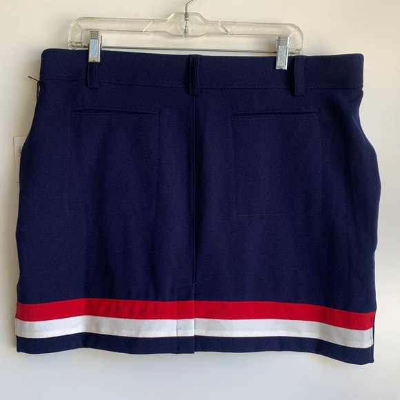 NWT BELYN KEY Skirt Size XL Ink Blue Oxford Tennis Golf Skort Pull-On Style - Picture 2 of 7
